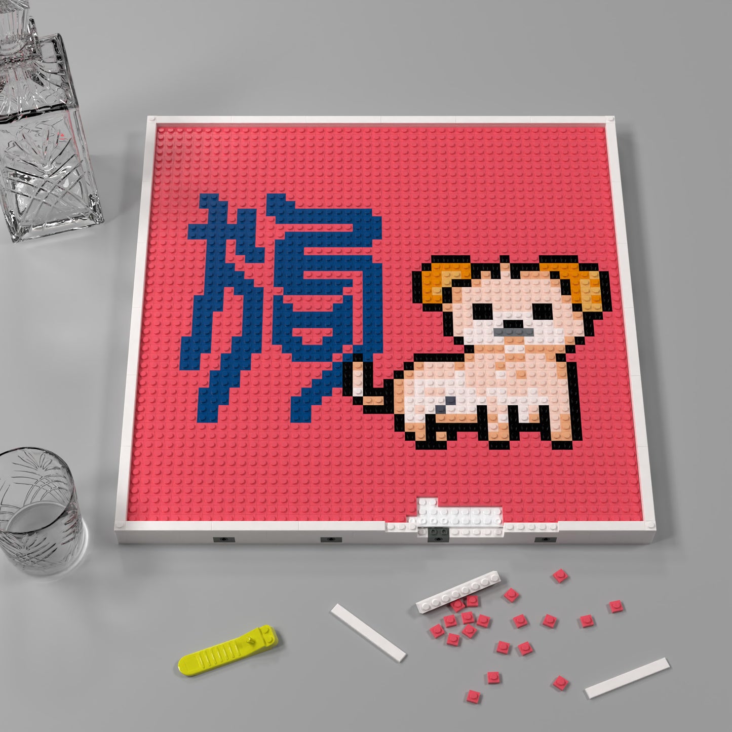 48*48 Dot Handmade Building Brick Pixel Art Chinese Zodiac Dog Customized Chinese Traditional Culture Artwork Best Gift for Friends of Dog