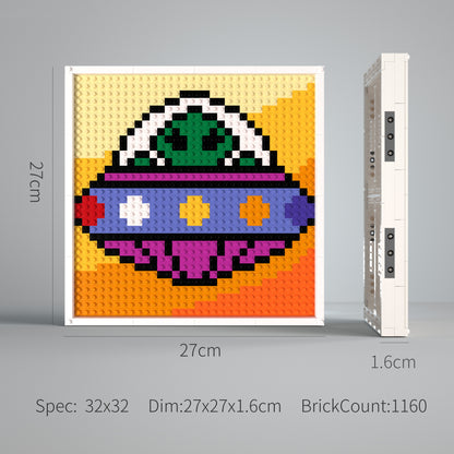 Flying Saucer Building Brick Pixel Art - 32*32 Modular Compatible with Lego