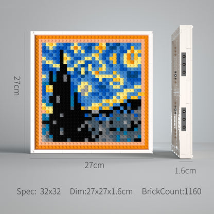 Van Gogh's The Starry Night Building Brick Pixel Art - 32*32 Modular Compatible with Lego