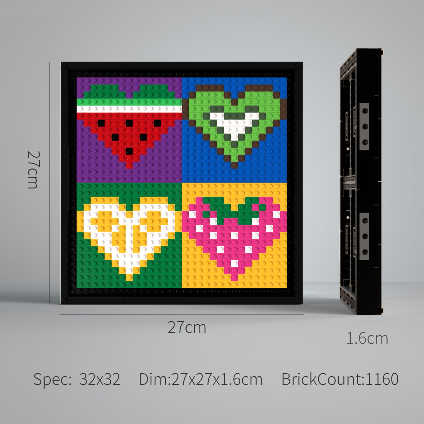 32*32 Compatible Lego Pieces "Four Kinds of Heart-shaped Fruits" Pixel Art