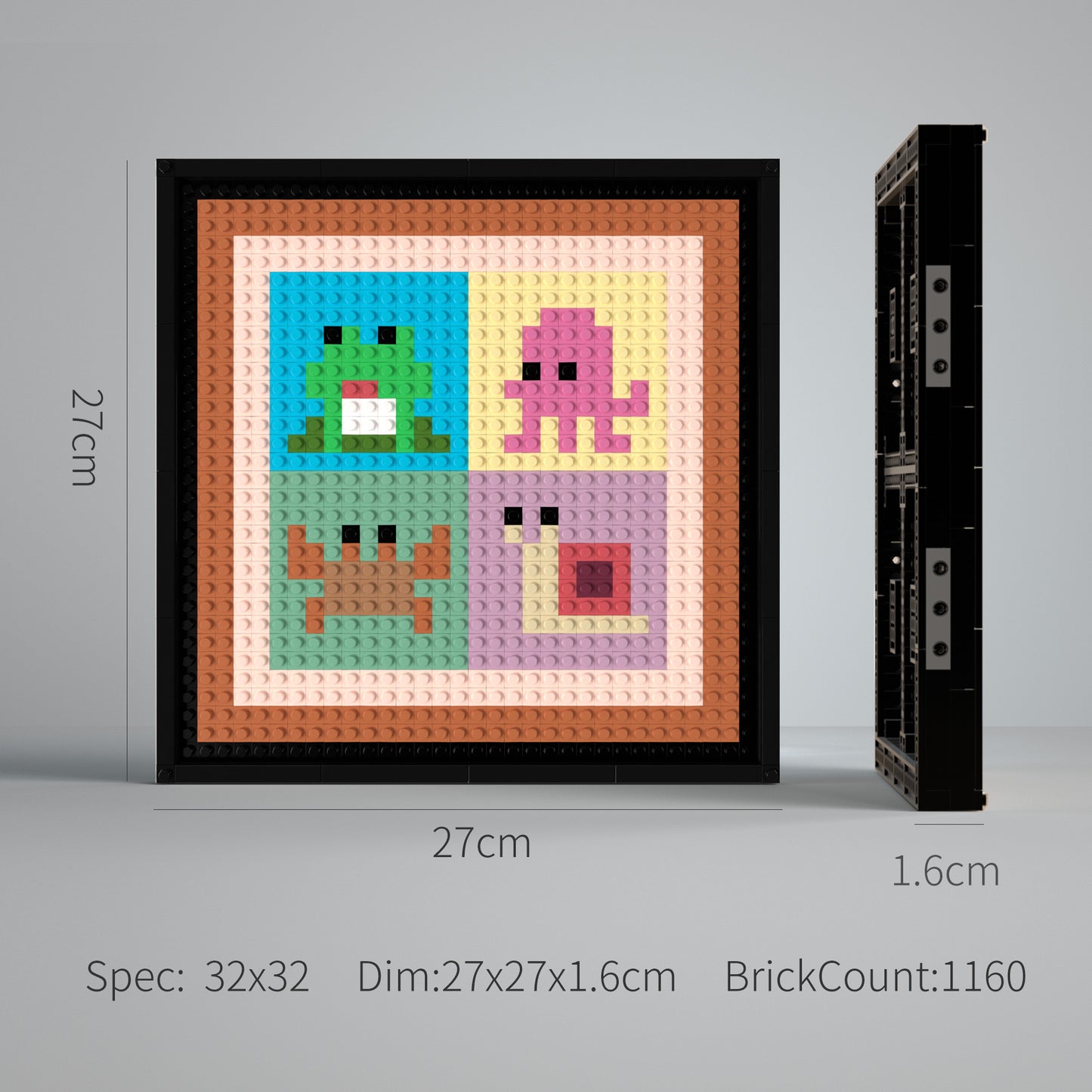 32*32 Compatible Lego Pieces "Four Abstract Cute Little Animals" Pixel Art