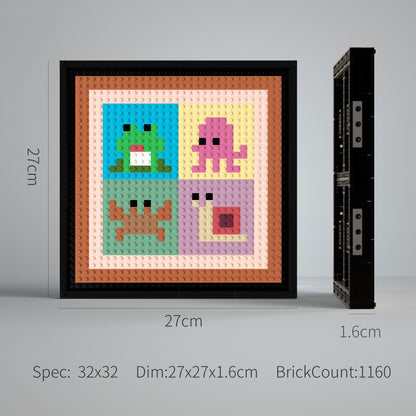 32*32 Compatible Lego Pieces "Four Abstract Cute Little Animals" Pixel Art