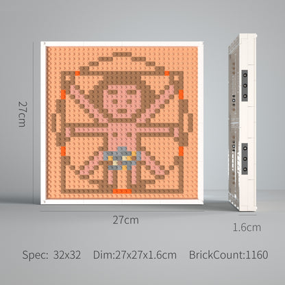 32*32 Compatible Lego Pieces Da Vinci's Work Vitruvian Man Pixel Art