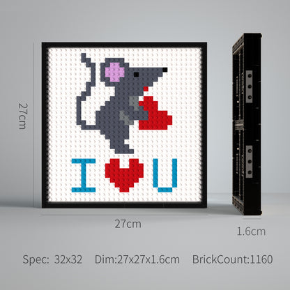 I Love You Building Brick Pixel Art - 32*32 Modular Compatible with Lego