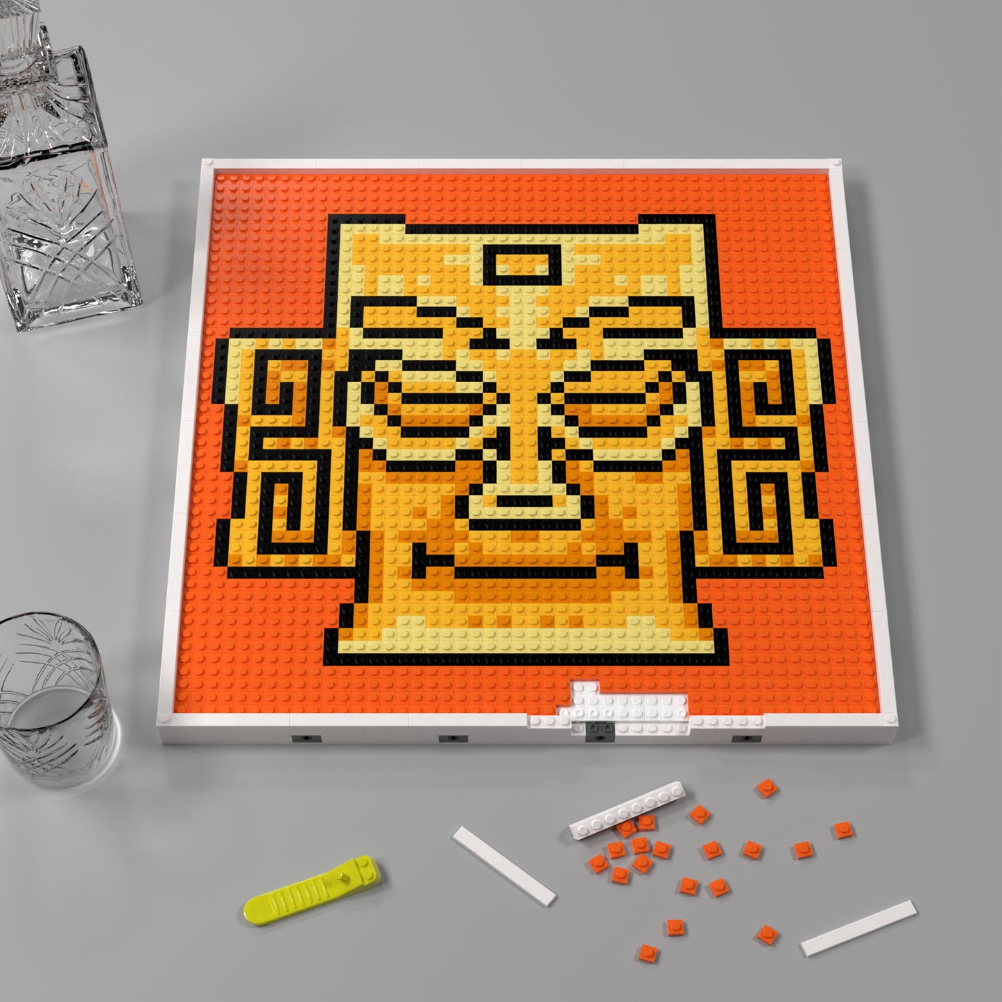 Ancient Golden Mask of Sanxingdui Lego-Compatible Pixel Art Building Blocks DIY Model