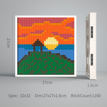 32*32 Compatible Lego Pieces Sunset Beach Scenery Pixel Art