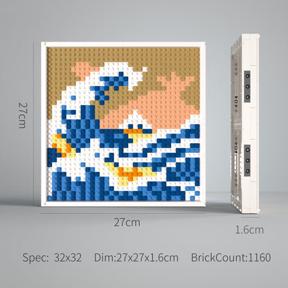 Kanagawa Surfing Building Brick Pixel Art - 32*32 Modular Compatible with Lego