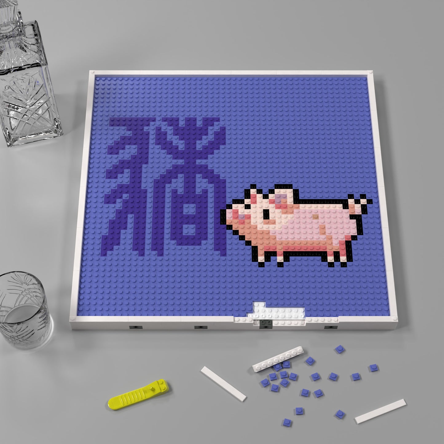 48*48 Dot Handmade Building Brick Pixel Art Chinese Zodiac Pig Compatible with LEGO Customized Chinese Traditional Culture Artwork Best Gift for Friends of Pig