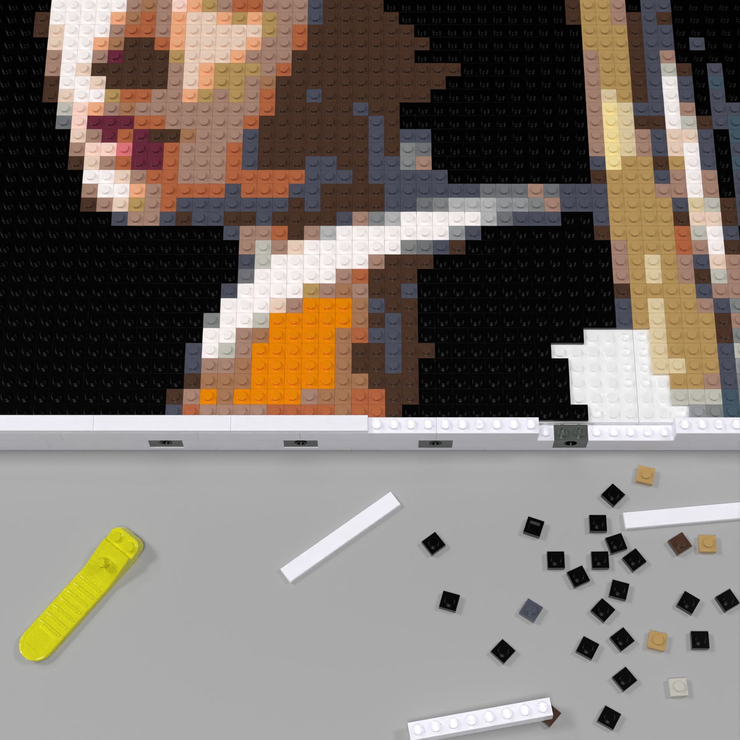 Girl with a Pearl Earring Compatible LEGO Artwork (64*64 dots,Assembled Frame)