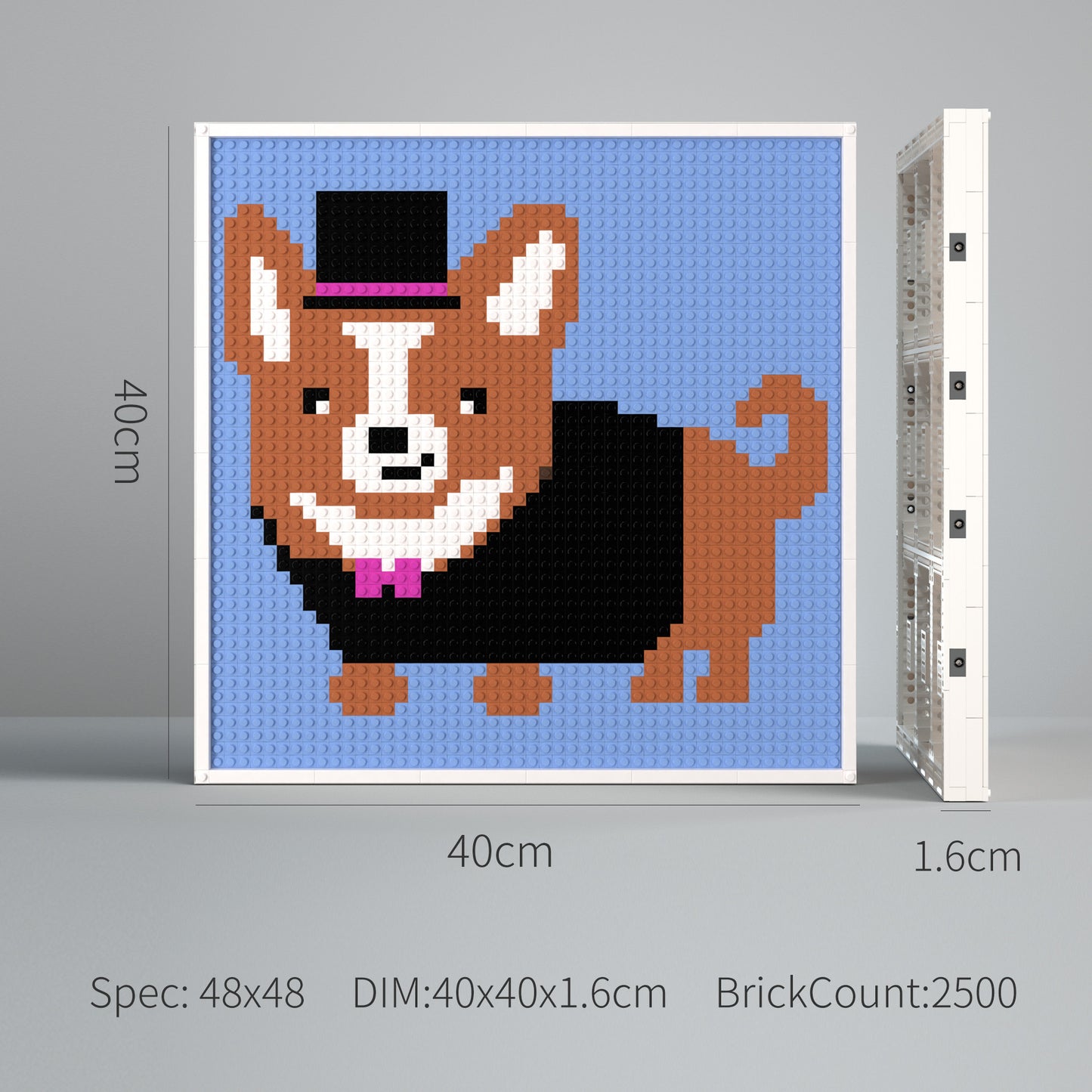 Gentleman Corgi, British Aristocratic Costume Pixel Art, Lego Compatible Building Blocks DIY Jigsaw Puzzle