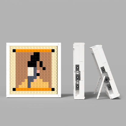 Pixel Art of Ancient Chinese Official Compatible Lego Set - A Minimalist Portrait of Traditional Costume