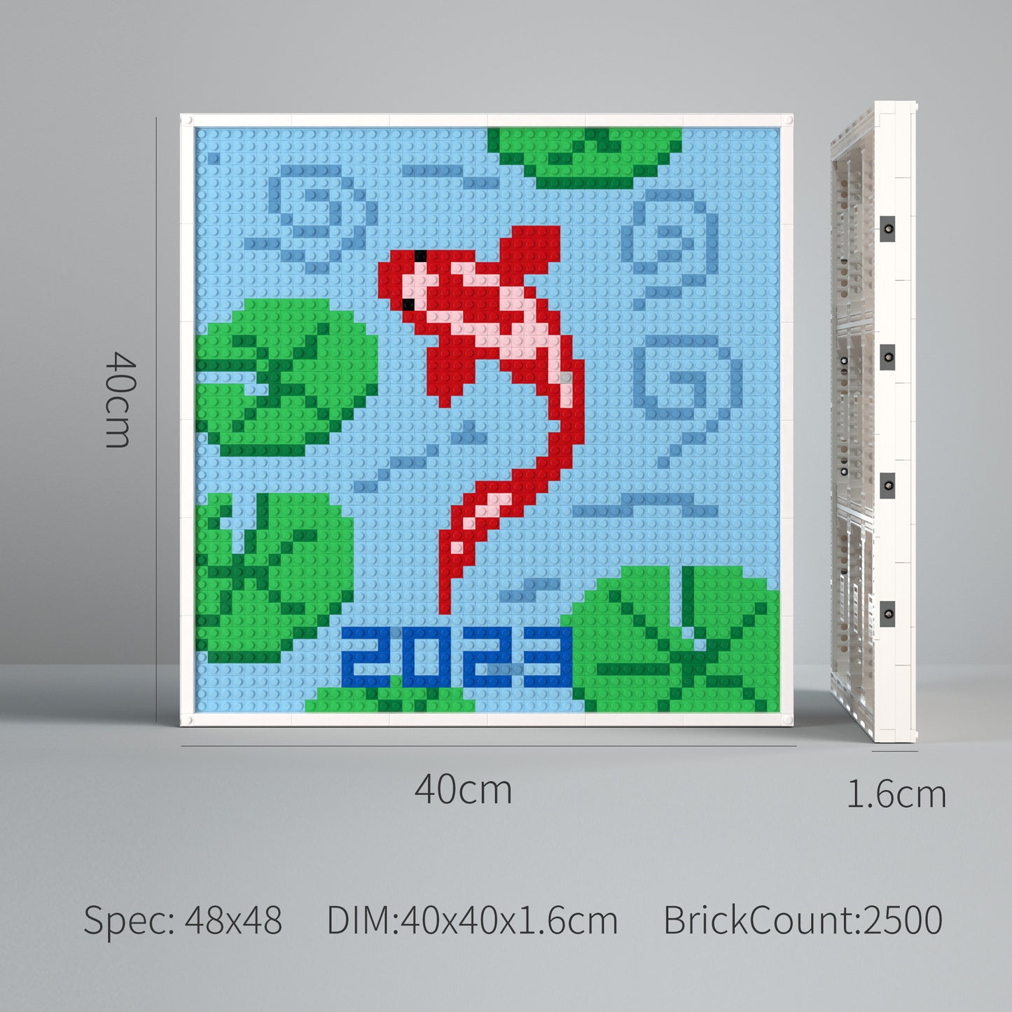 Red Koi Playing with Lotus, Lucky Pixel Art, Large Lego Compatible Building Blocks DIY Jigsaw Puzzle