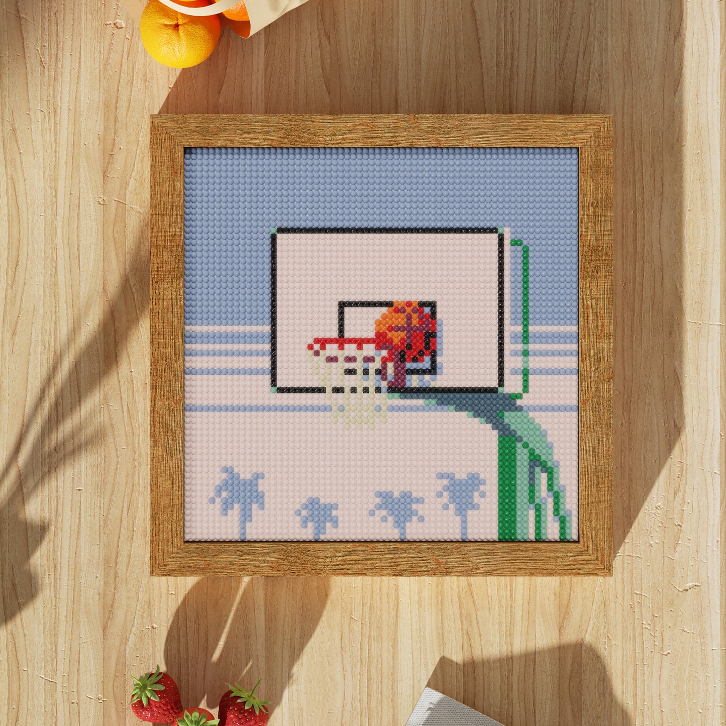 64x64 Pixel "Basketball into the Hoop" Diamond Painting Cross Stitch Kit