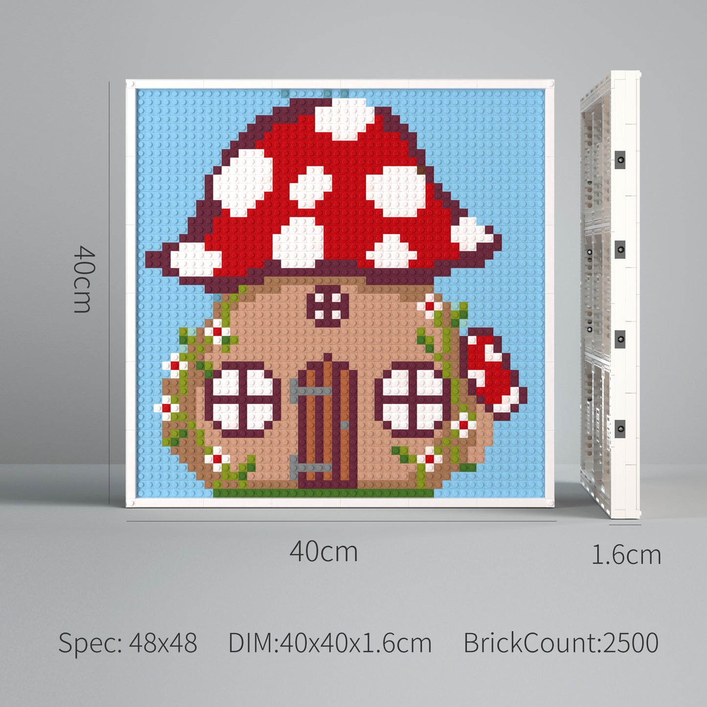 Little Red Mushroom House, Fairy Tale Forest Cartoon Pixel Art, Large Lego Compatible Building Blocks DIY Jigsaw Puzzle