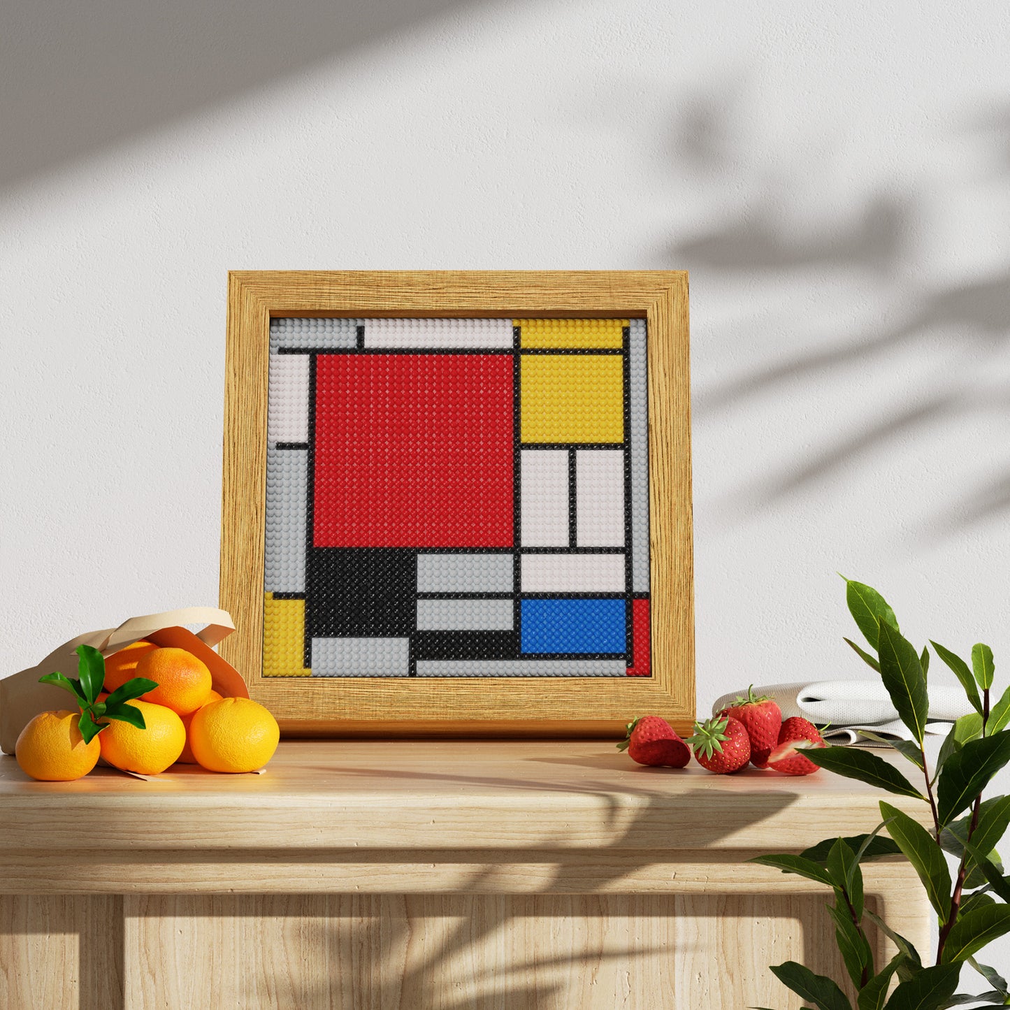 48*48 Dot Handmade Diamond Painting Mondrian's Red, Yellow and Blue   Customized Modern Art Gift