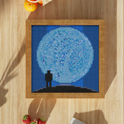 DIY 64x64 Pixels "Moon Gazer" Diamond Painting Kit - Recreate a Scene of a Giant Moon and the Person who Gazes at It