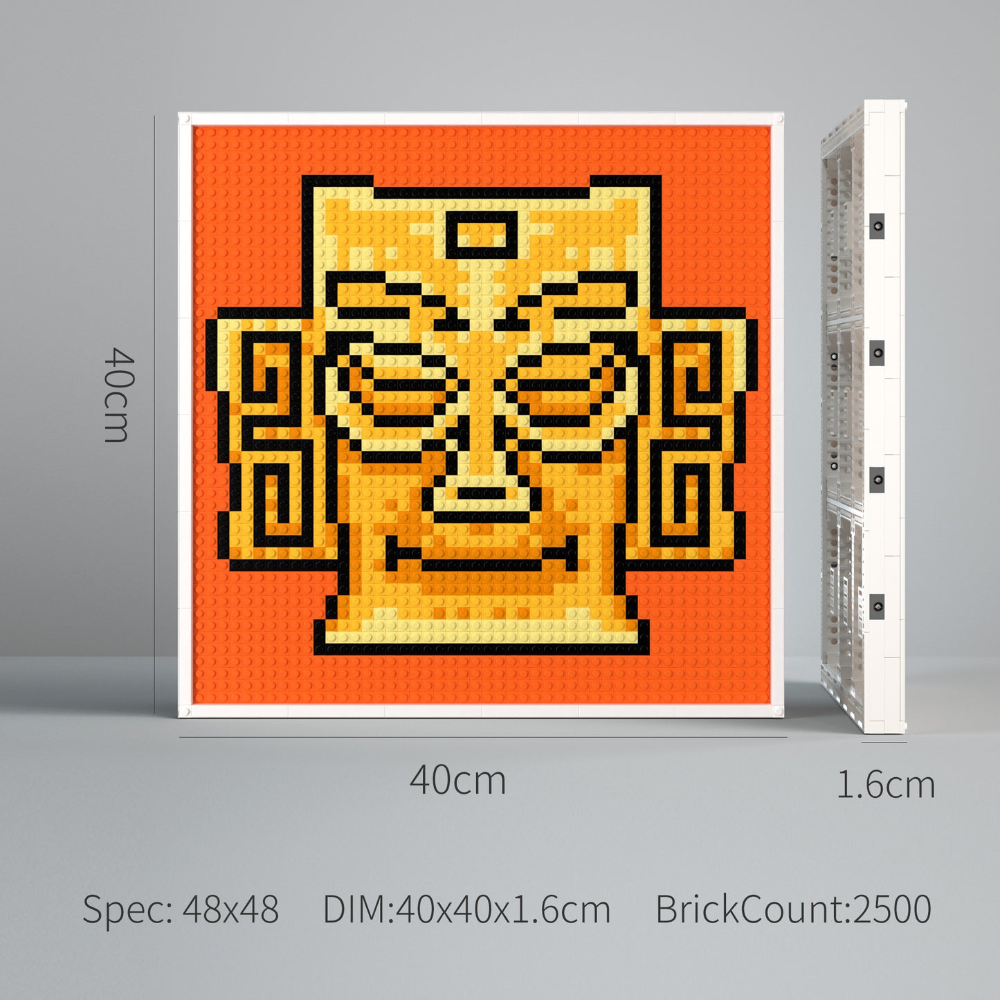 Ancient Golden Mask of Sanxingdui Lego-Compatible Pixel Art Building Blocks DIY Model