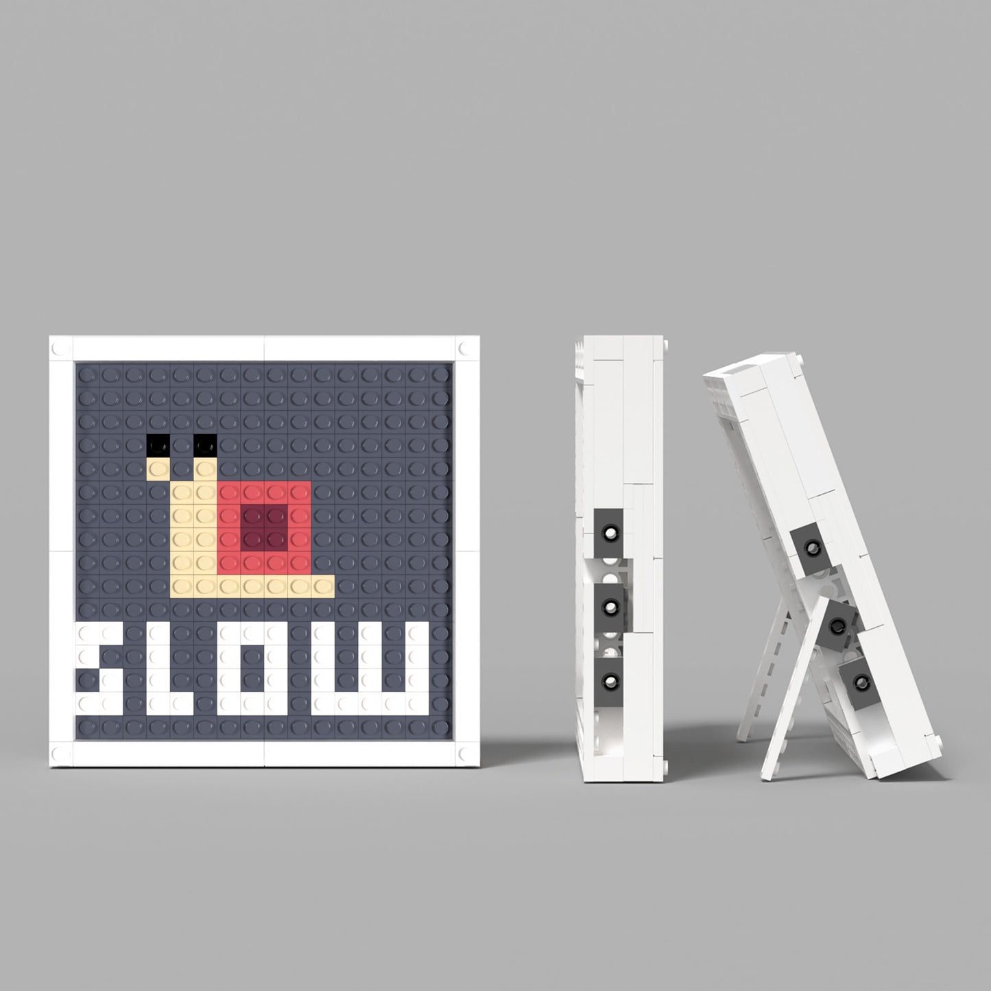 Pixel Art of Snail Compatible Lego Set - An Abstract Decoration with ‘SLOW’ Message