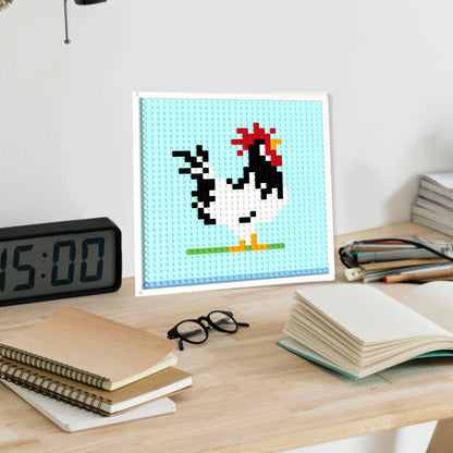 Crowing Rooster - A Pixel Art Made of 32*32 Compatible Lego Bricks