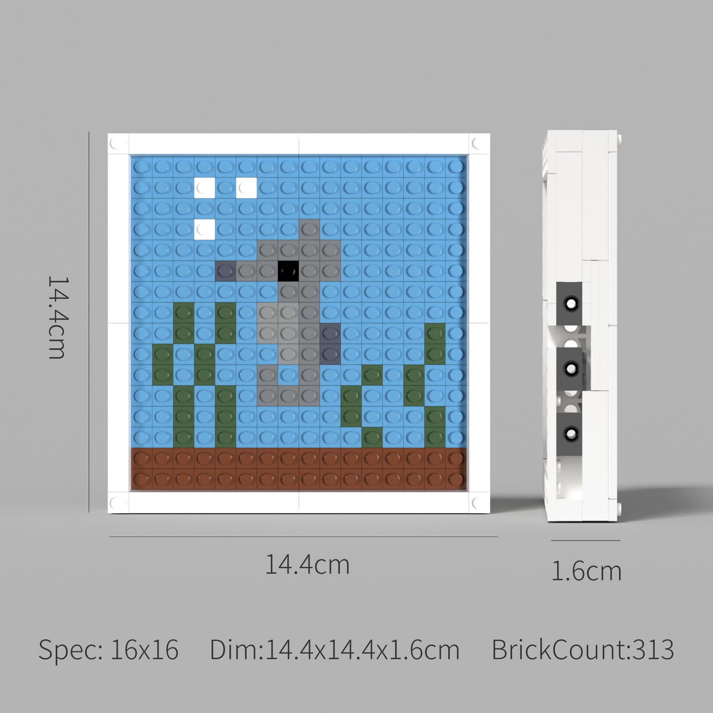 Pixel Art of Underwater World Compatible Lego Set - An Abstract Decoration with Seahorse