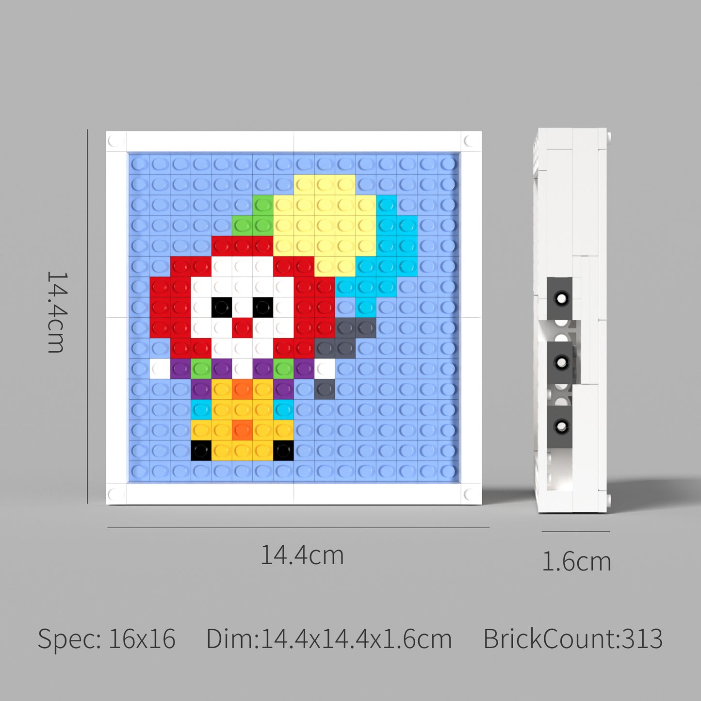 Pixel Art of Clown with Balloon Compatible Lego Set - A Whimsical Decoration to Lighten Up Your Space