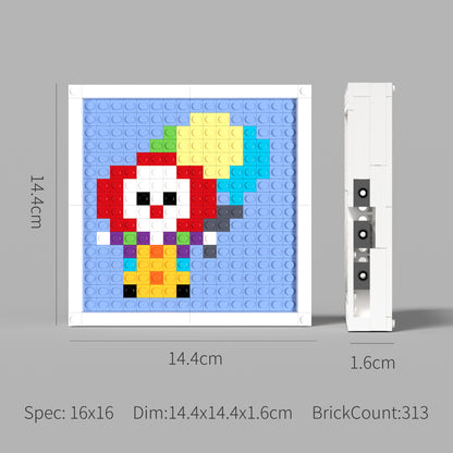 Pixel Art of Clown with Balloon Compatible Lego Set - A Whimsical Decoration to Lighten Up Your Space