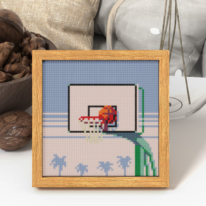 64x64 Pixel "Basketball into the Hoop" Diamond Painting Cross Stitch Kit