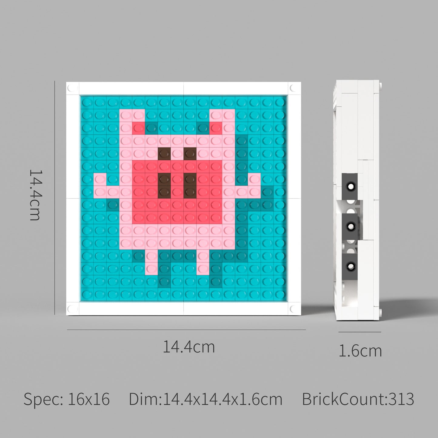 Pixel Art of a Little Pig Compatible Lego Set - An Adorable Decoration to Light up Your Space