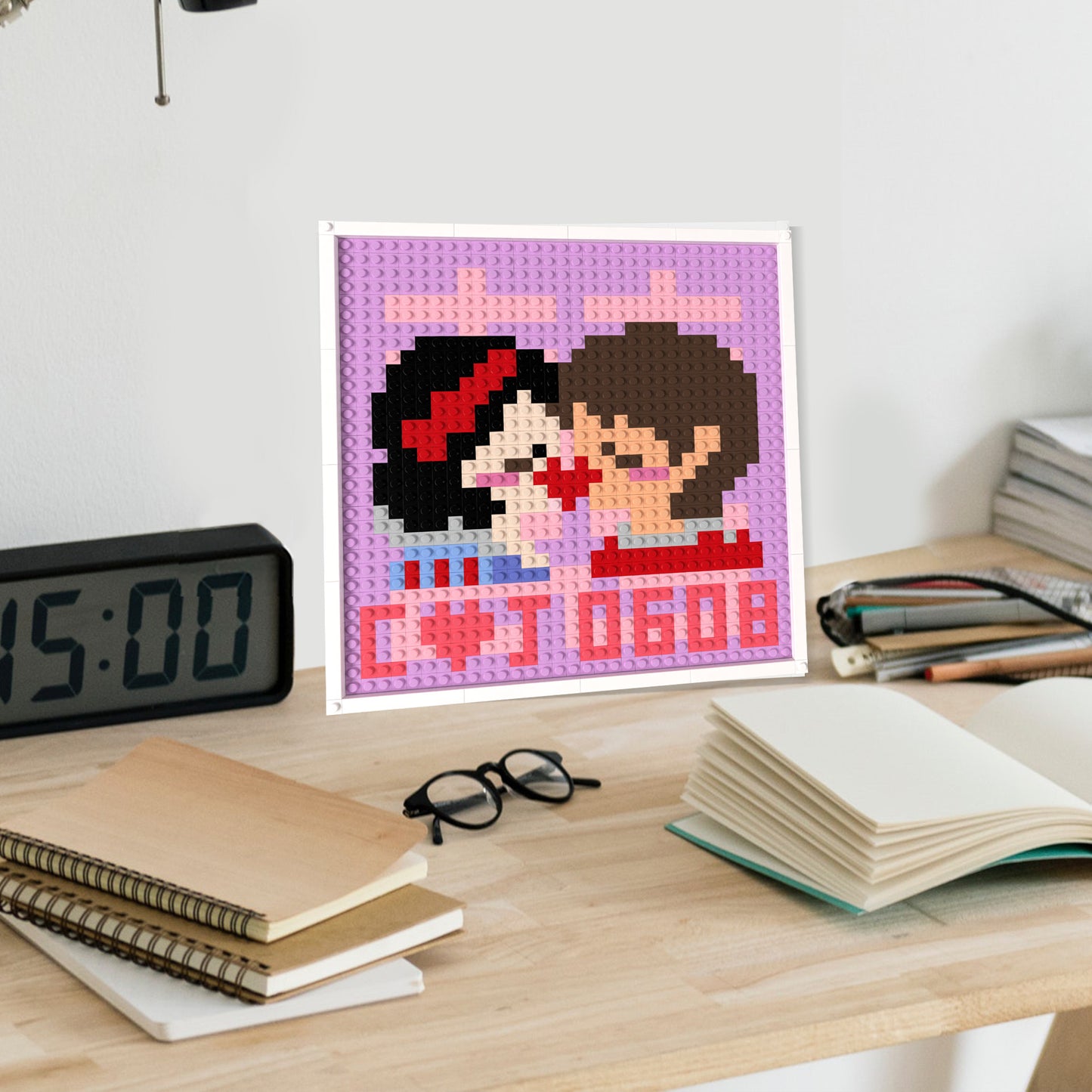 32*32 Compatible Lego Pieces "A Pair of Cartoon Lovers Kissing" Personalized Pixel Art