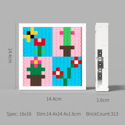 Pixel Art of 4 Pots of Flowers Compatible Lego Set - A Botanical Decoration to Refresh Your Space