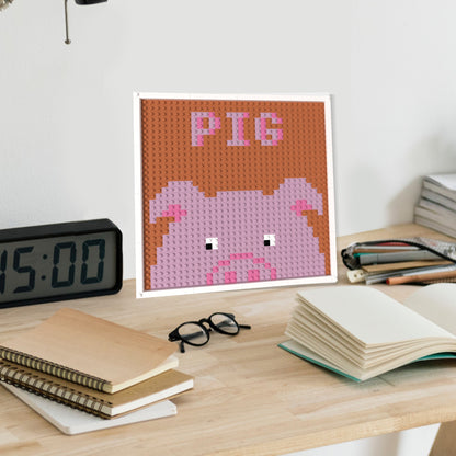 Cartoon Pig Building Brick Pixel Art With PIG Logo - 32*32 Modular Compatible with Lego