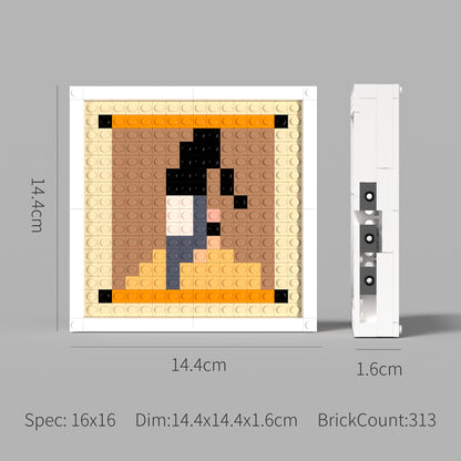 Pixel Art of Ancient Chinese Official Compatible Lego Set - A Minimalist Portrait of Traditional Costume