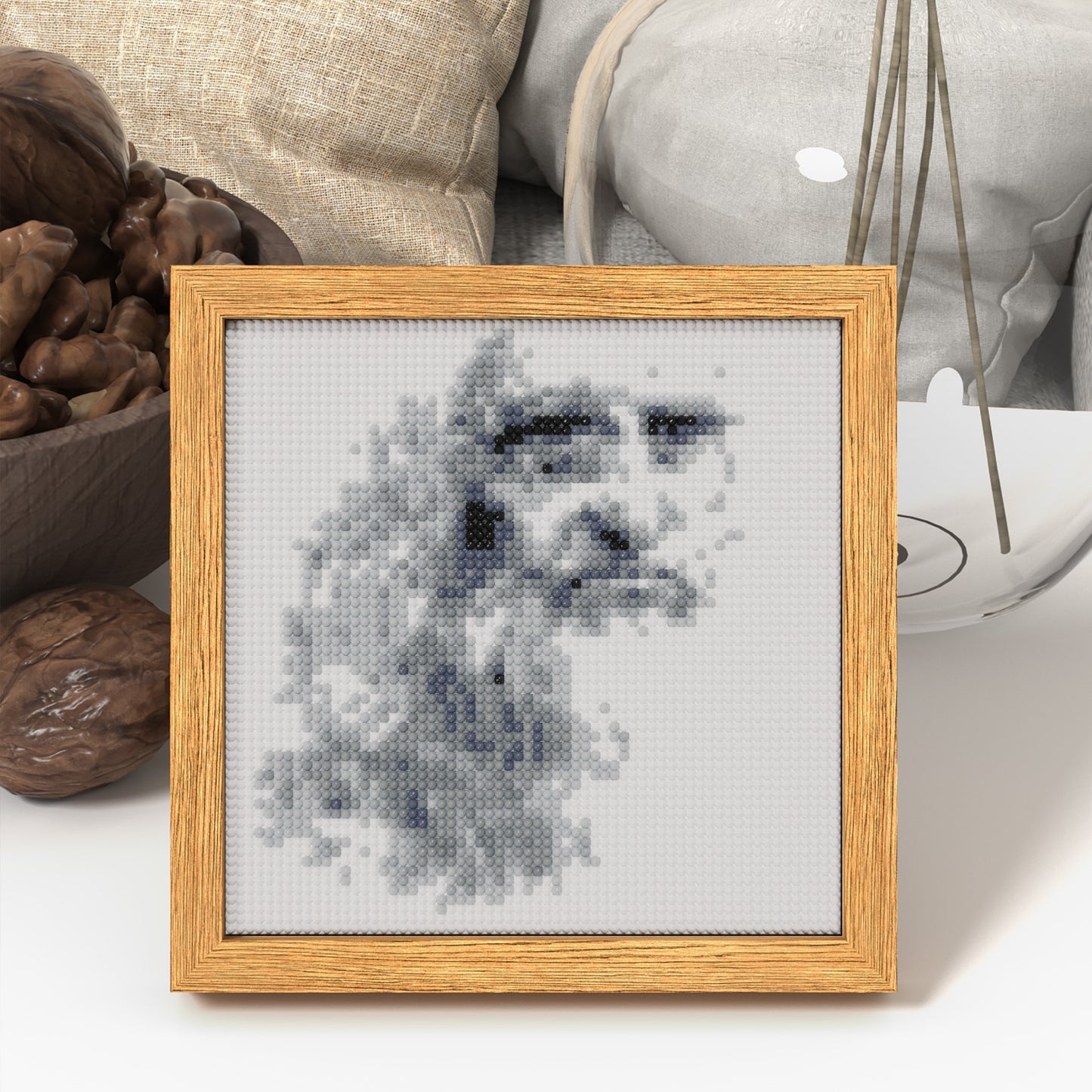 DIY 64x64Pixels "Self Portrait" Diamond Painting Kit - Recreate Leonardo da Vinci's Self Portrait with Diamond Art