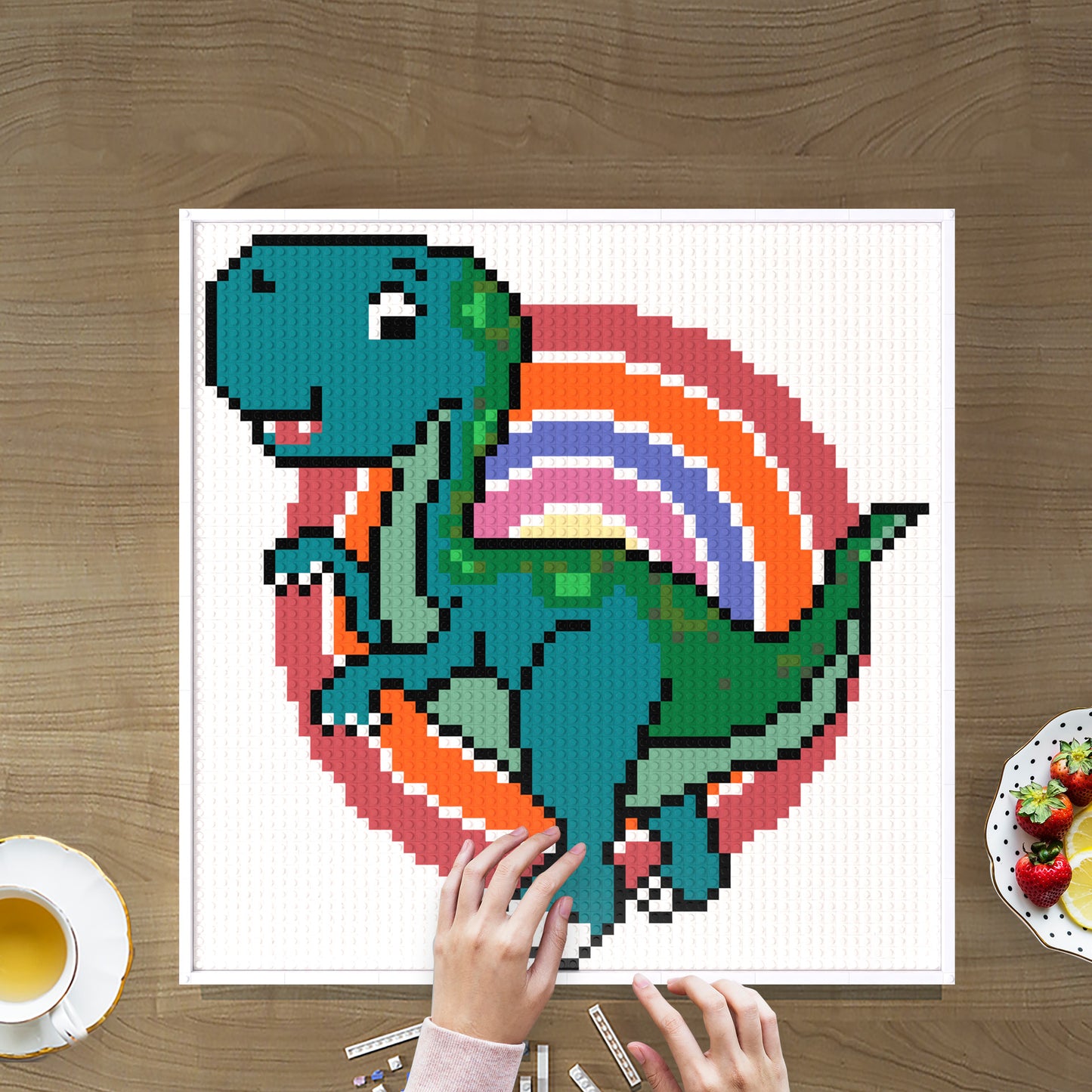 Cute Dinosaur Compatible LEGO Artwork (64*64 dots, Assembled Frame)