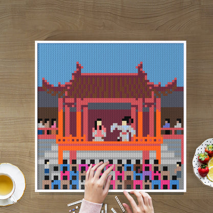 Traditional Chinese Folk Stage Compatible LEGO Artwork (64*64 dots, Assembled Frame)