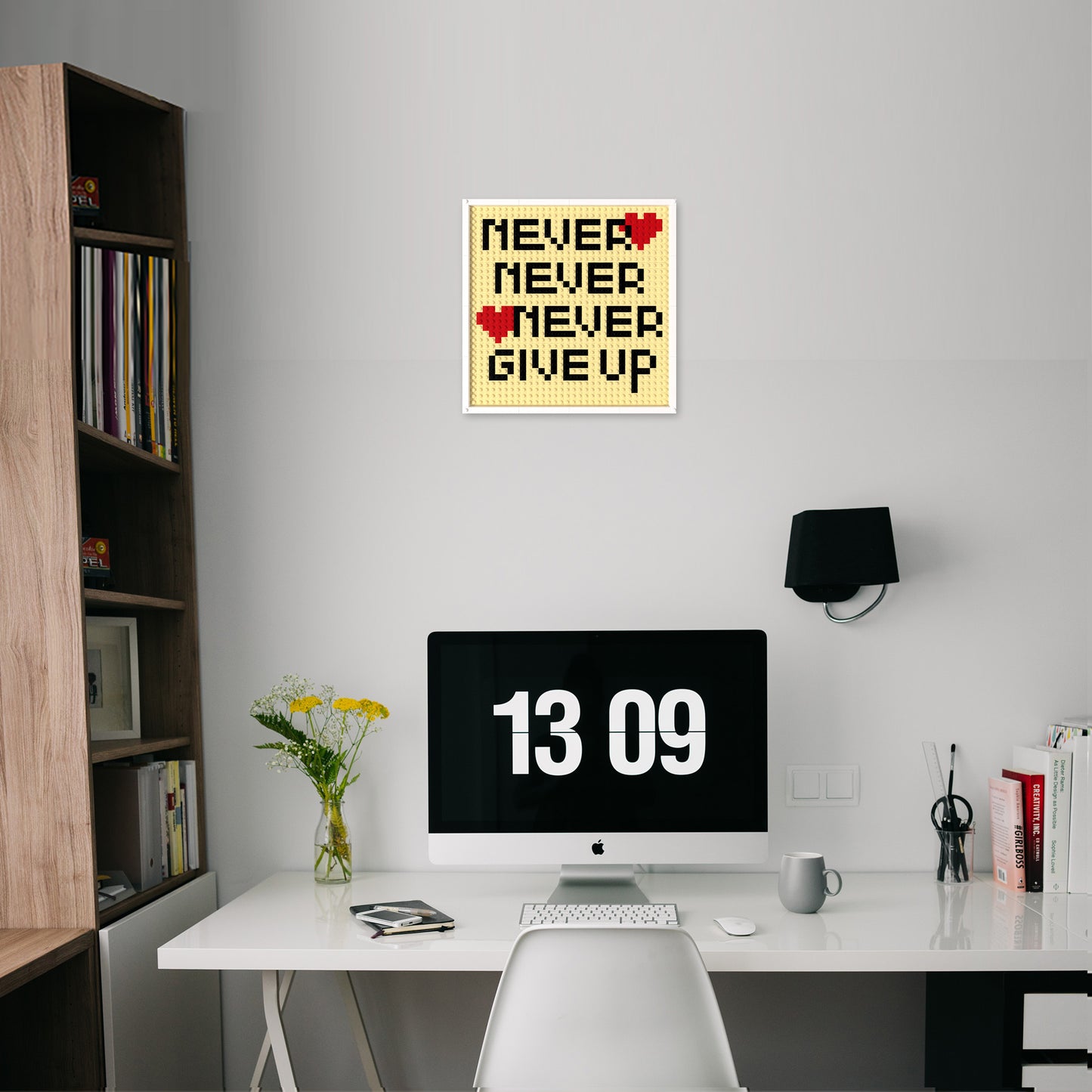 32*32 Compatible Lego Pieces "NEVER GIVE UP" Motto Pixel Art