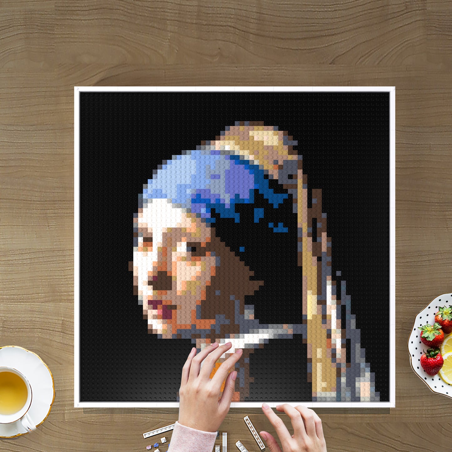 Girl with a Pearl Earring Compatible LEGO Artwork (64*64 dots,Assembled Frame)