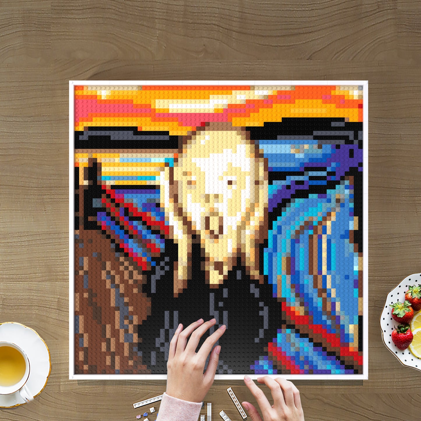 The Scream by Edvard Munch Compatible LEGO Artwork (64*64 dots, Assembled Frame)