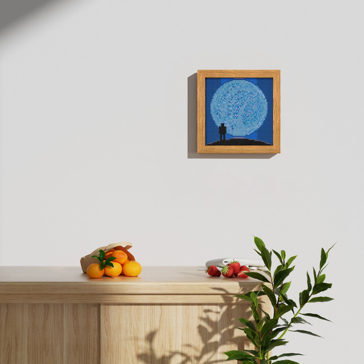 DIY 64x64 Pixels "Moon Gazer" Diamond Painting Kit - Recreate a Scene of a Giant Moon and the Person who Gazes at It