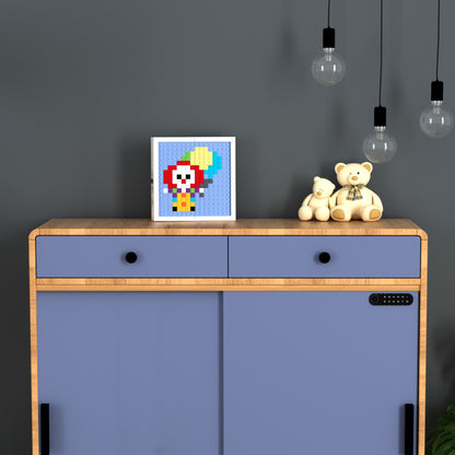 Pixel Art of Clown with Balloon Compatible Lego Set - A Whimsical Decoration to Lighten Up Your Space