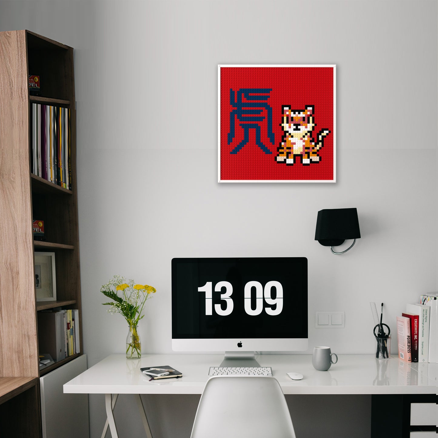 48*48 Dot Handmade Building Brick Pixel Art Chinese Zodiac Tiger Customized Chinese Traditional Culture Artwork Best Gift for Friends of Tiger