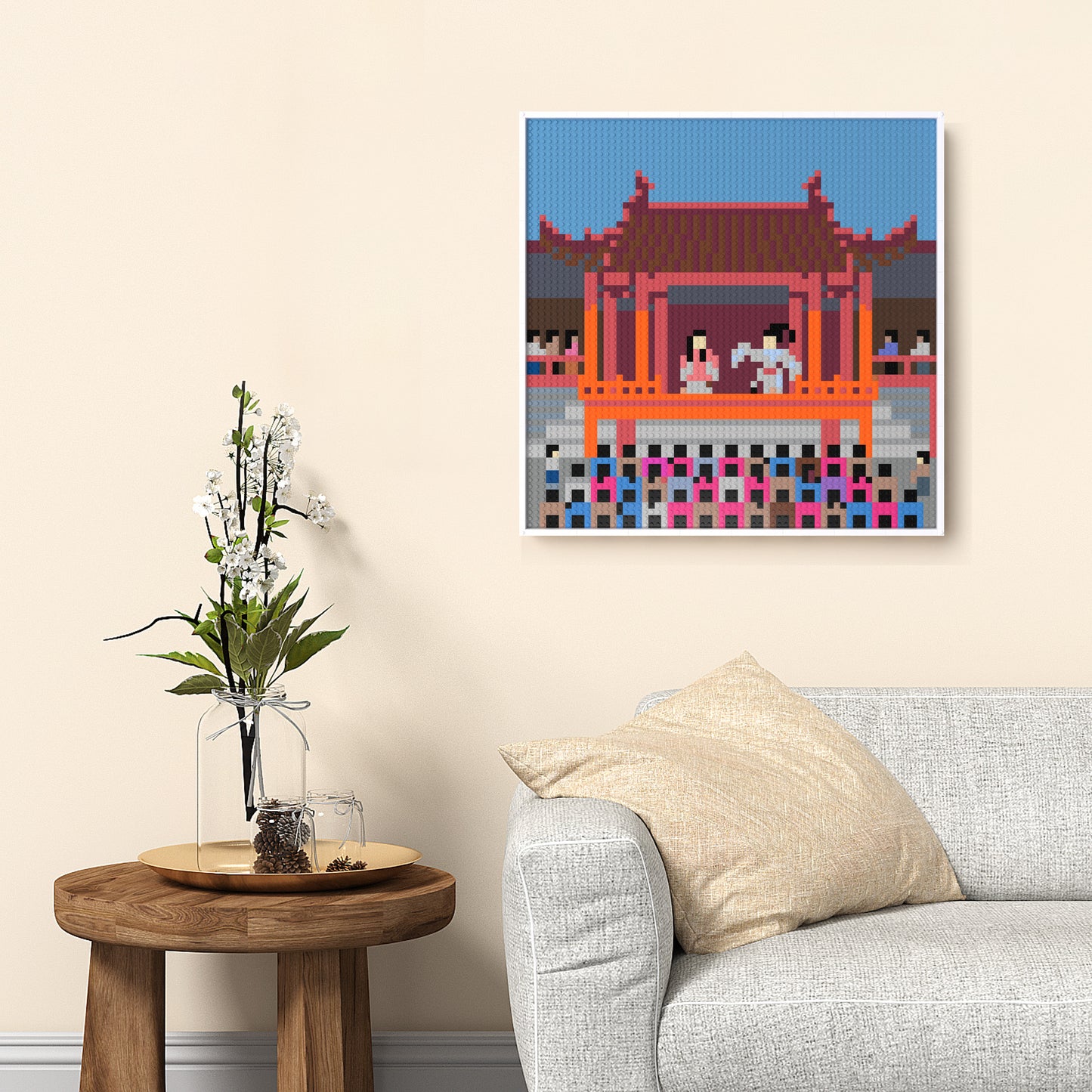 Traditional Chinese Folk Stage Compatible LEGO Artwork (64*64 dots, Assembled Frame)