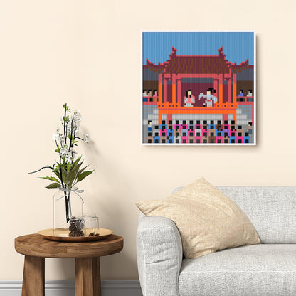 Traditional Chinese Folk Stage Compatible LEGO Artwork (64*64 dots, Assembled Frame)