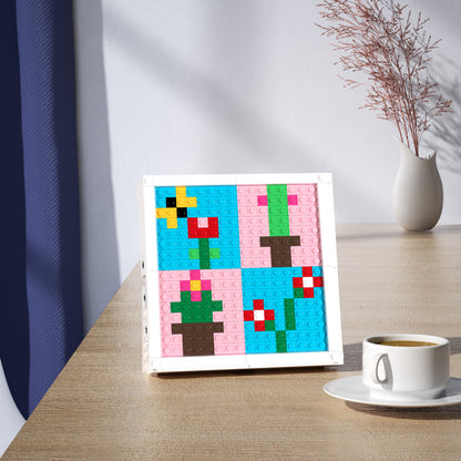 Pixel Art of 4 Pots of Flowers Compatible Lego Set - A Botanical Decoration to Refresh Your Space