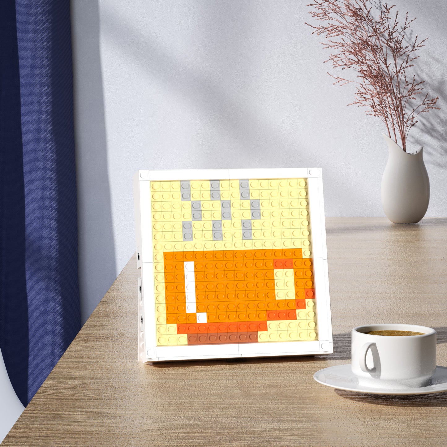 Pixel Art of A Cup of Hot Coffee Compatible Lego Set - A Warm Minimalist Decoration with Rest Reminder