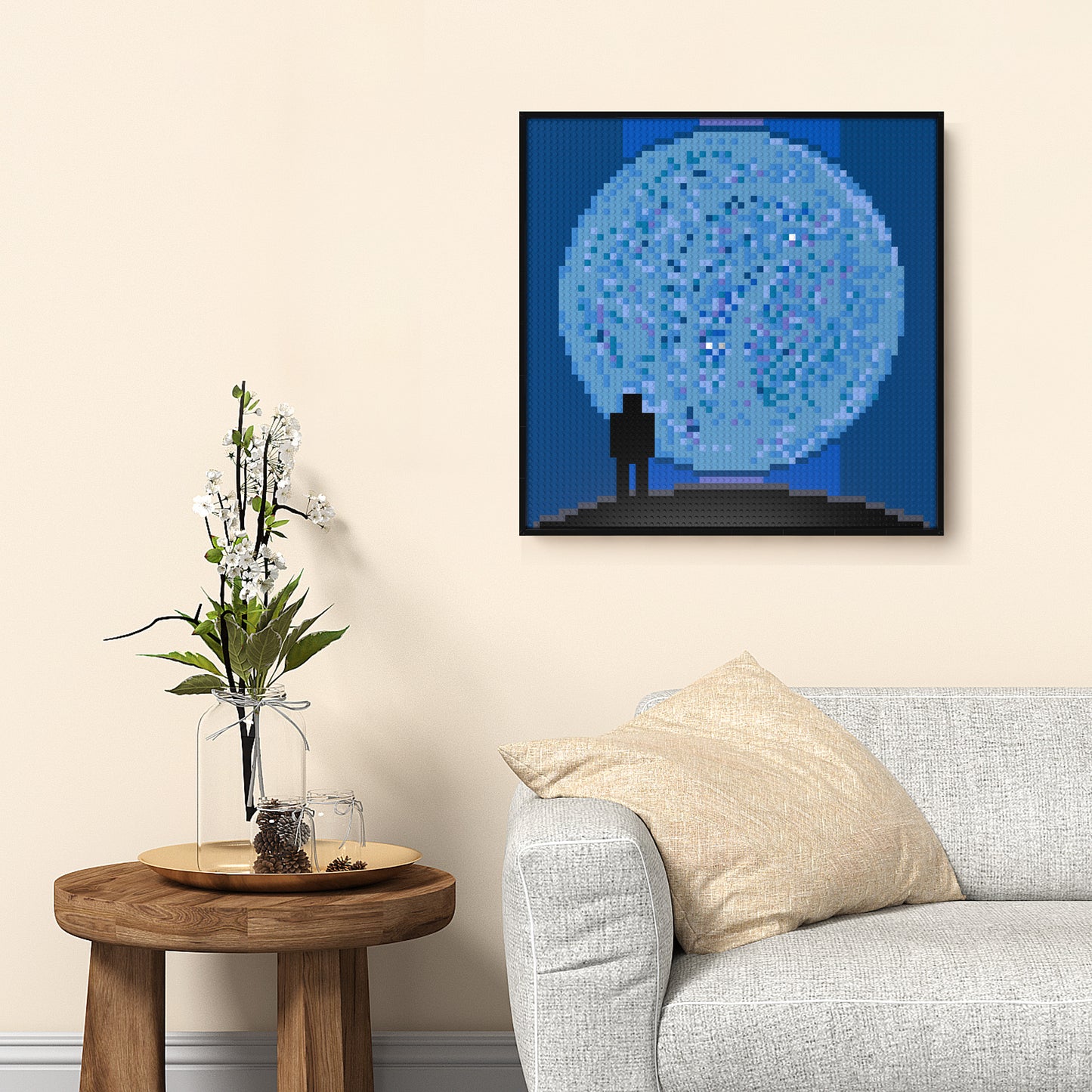 Gazing at the Starry Sky Compatible LEGO Artwork (64*64 dots, Assembled Frame)