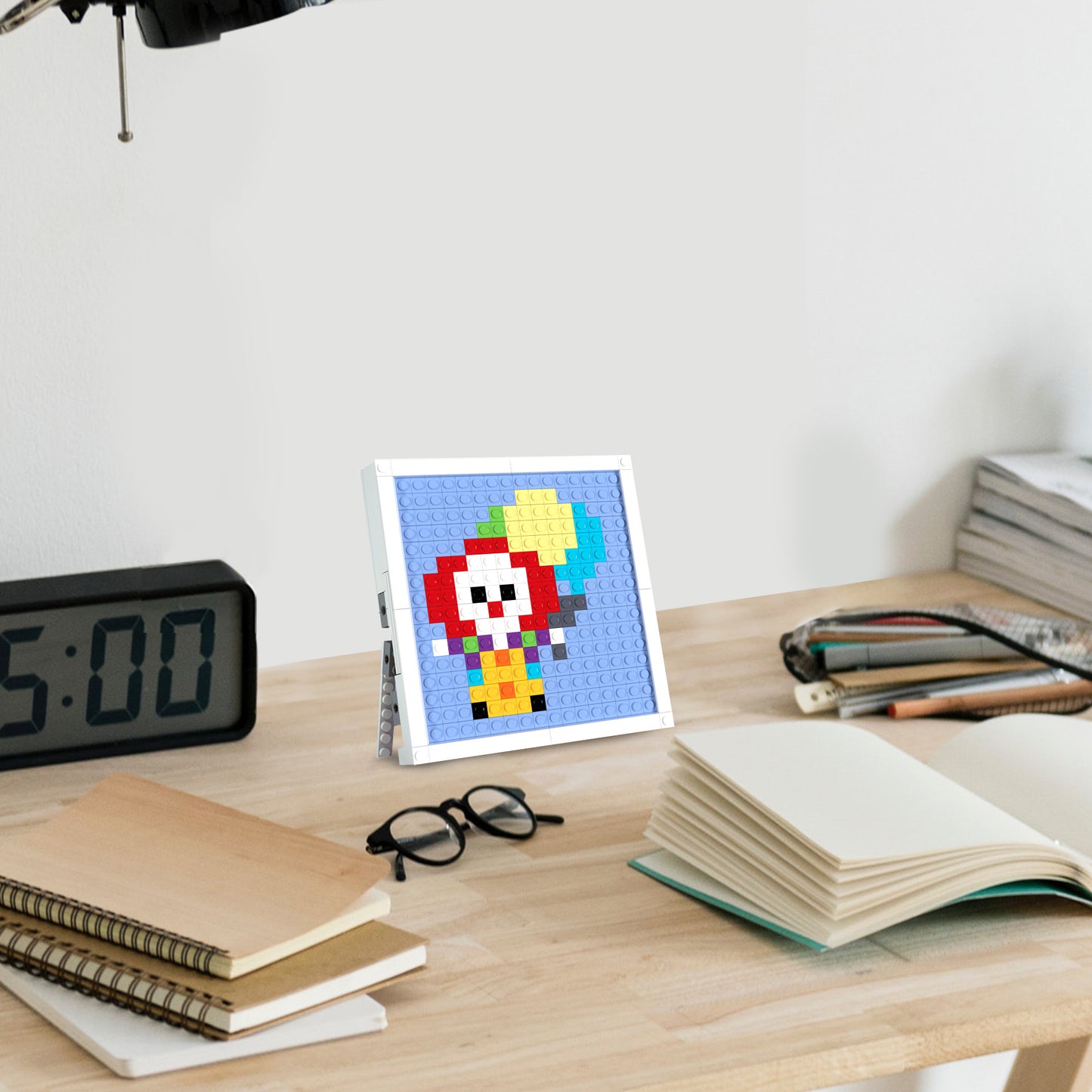 Pixel Art of Clown with Balloon Compatible Lego Set - A Whimsical Decoration to Lighten Up Your Space