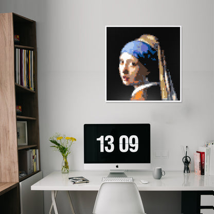 Girl with a Pearl Earring Compatible LEGO Artwork (64*64 dots,Assembled Frame)