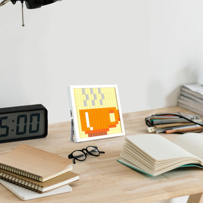 Pixel Art of A Cup of Hot Coffee Compatible Lego Set - A Warm Minimalist Decoration with Rest Reminder