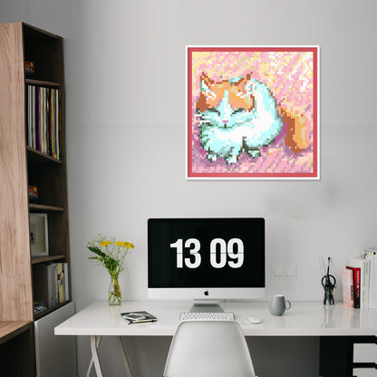 Japanese Anime Style Cat Compatible LEGO Artwork (64*64 dots, Assembled Frame)